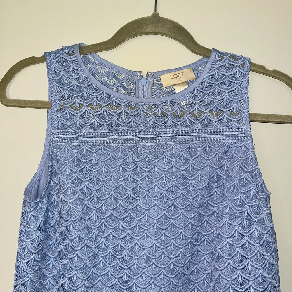 LOFT Blue Crochet Mini Dress Chic and Stylish - Picture 2 of 9
